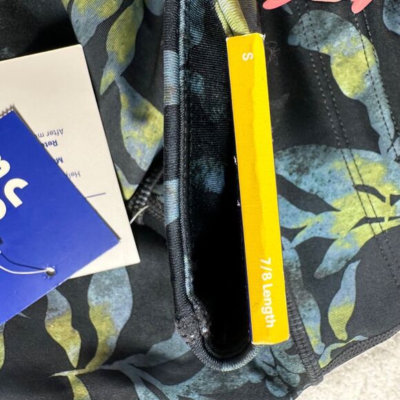 Joy Lab 7/8 Leggings Women Small Blue Green Floral Print Drawstring High Rise - Picture 8 of 9